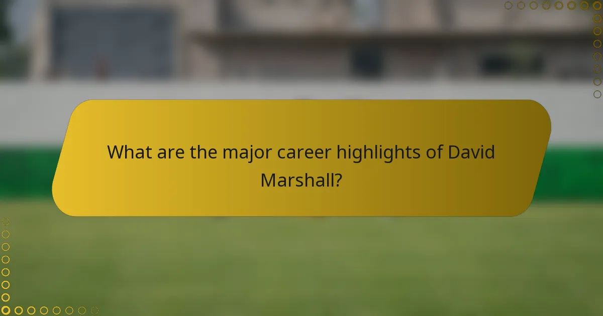 What are the major career highlights of David Marshall?