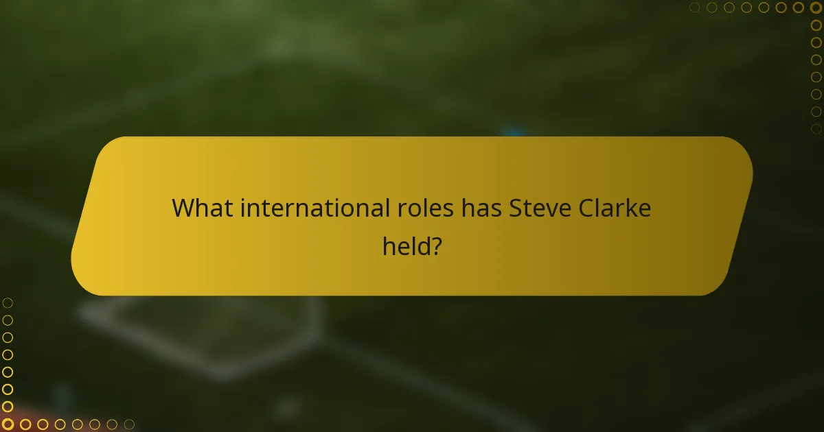 What international roles has Steve Clarke held?